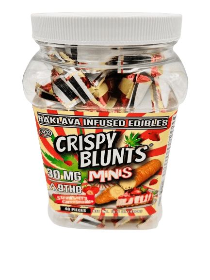 Crispy Blunts Mini 1pc Edibles 30mg D9 Strawberry Cheesecake 40ct