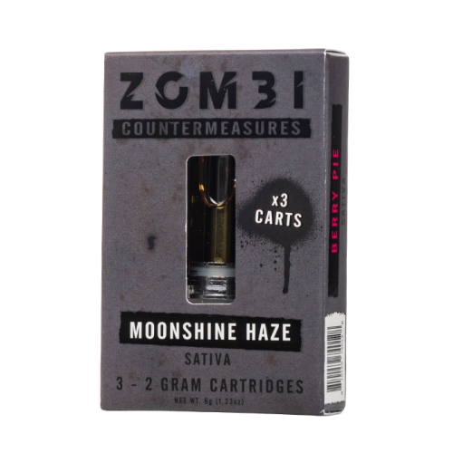 Zombi 3ct Vape Cartridge 2ml H4CBD/THC-C/HHC Moonshine Haze – Maui Wowie – Berry Pie (Sativa) 6ct