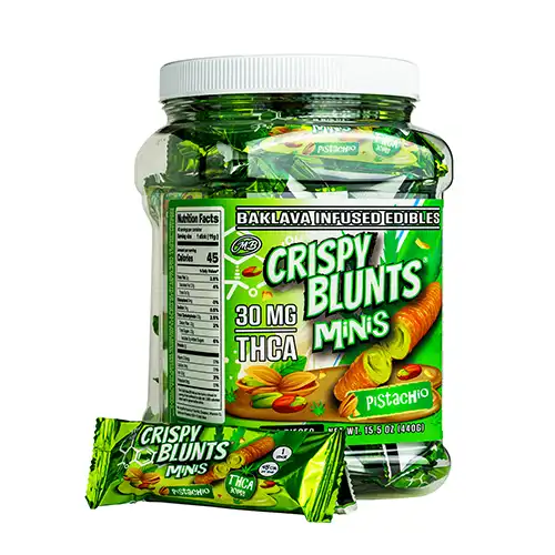 Crispy Blunts Mini 1 pc Edibles 30mg THCA Pistachio 40ct