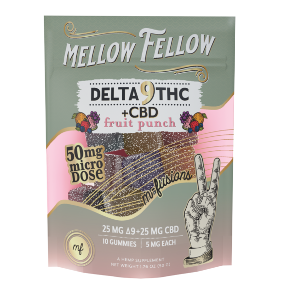 Mellow Fellow M-Fusions 10pc Edibles 50mg Delta-9-THC Fruit Punch