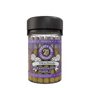 Twenty One Cannabis 21ct Jar Prerolls .7g THCA Grandaddy Purp