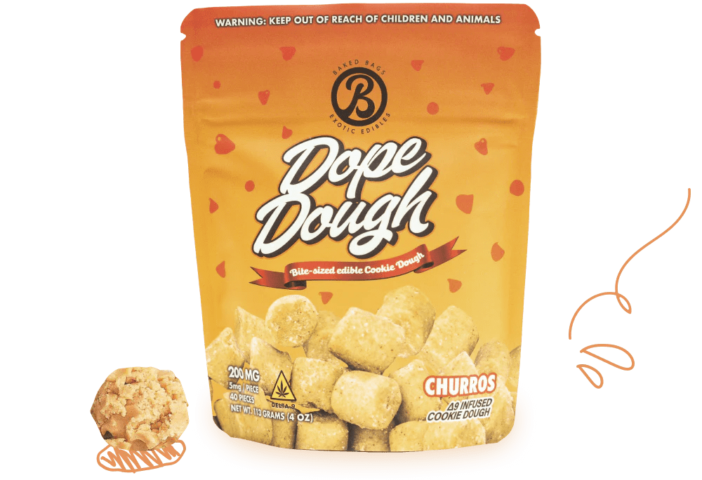 Dope Dough Edibles 200mg D9 Churros 10ct