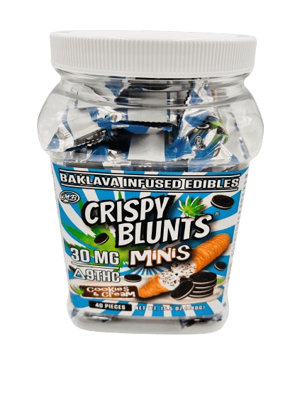 Crispy Blunts Mini 1pc Edibles 30mg D9 Cookies & Cream 40ct
