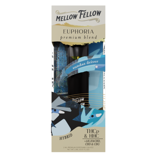 Mellow Fellow Premium Vape Disposable 2ml Euphoria Blend Sundae Driver (hybrid)