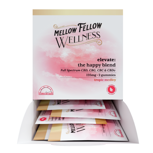 Mellow Fellow Wellness 2pc Gummies 135mg Elevate Blend Tropic Medley