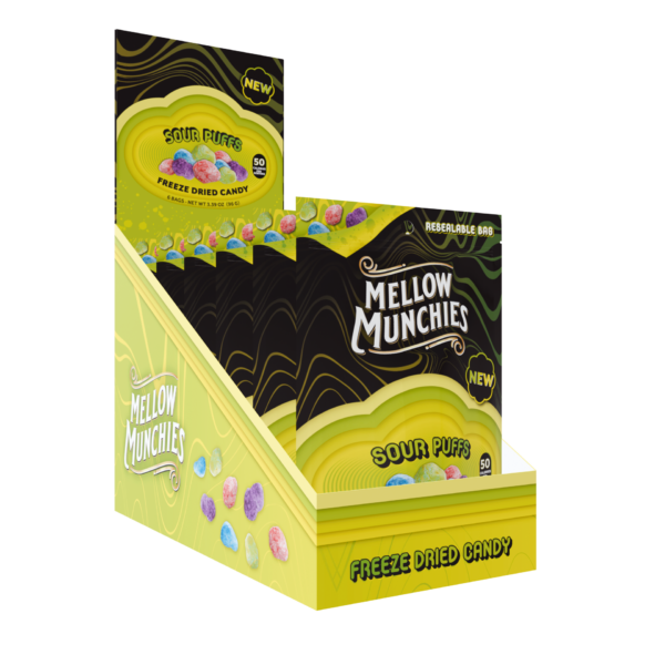 Mellow Munchies Snacks Freeze Dried Candy Single Serve Bags Sour Puffs