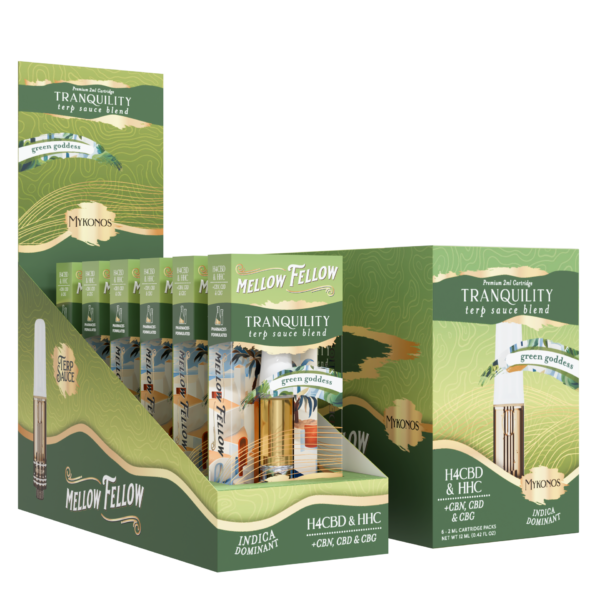 Mellow Fellow Vape Cartridge Terp Sauce 2ml Tranquility Blend Green Goddess (Indica)