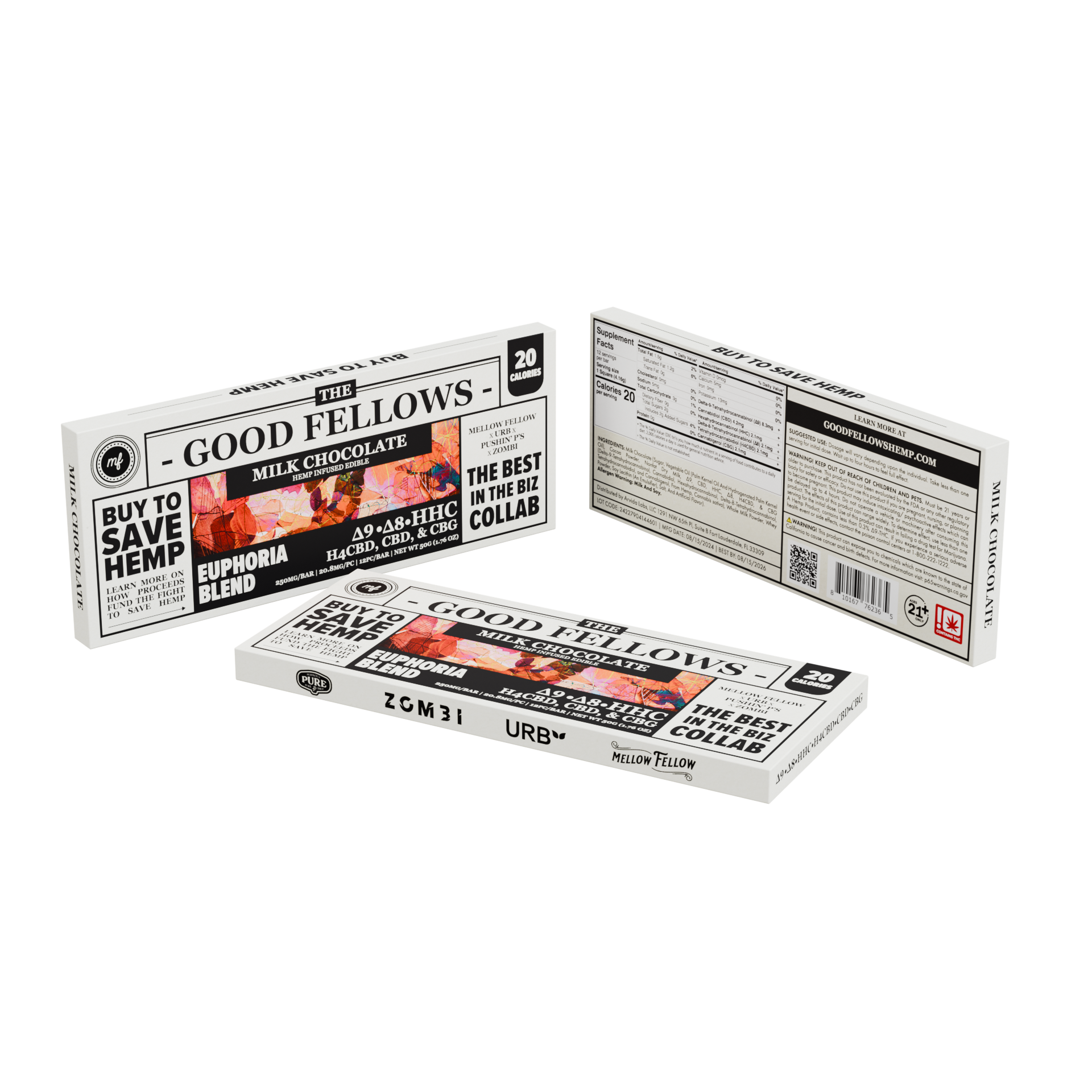 Good Fellows Chocolate Bar Euphoria Blend Milk Chocolate 10ct