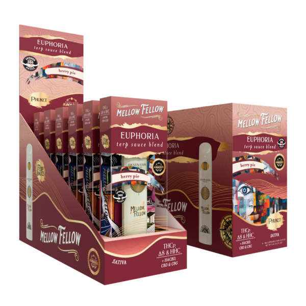 Mellow Fellow Disposable Vape Spinners 1ml Euphoria Blend Berry Pie(sativa)