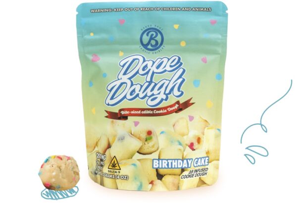 Baked Bags Edible Dope Dough 200mg D9 Birthday Cake 10ct