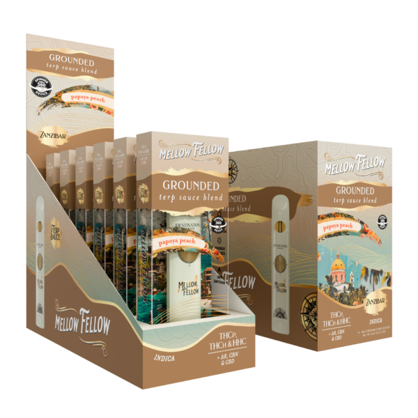 Mellow Fellow Disposable Vape Spinners 1ml Grounded Blend Papaya Peach (Indica)
