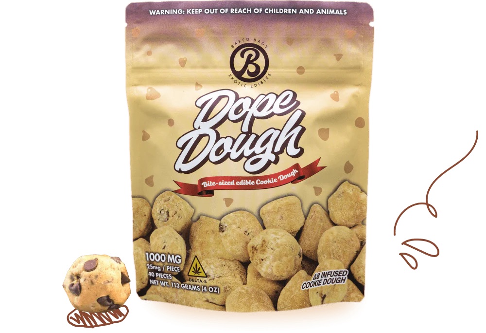 Baked Bags Edible Dope Dough 200mg D9 Chocolate Chip 10ct