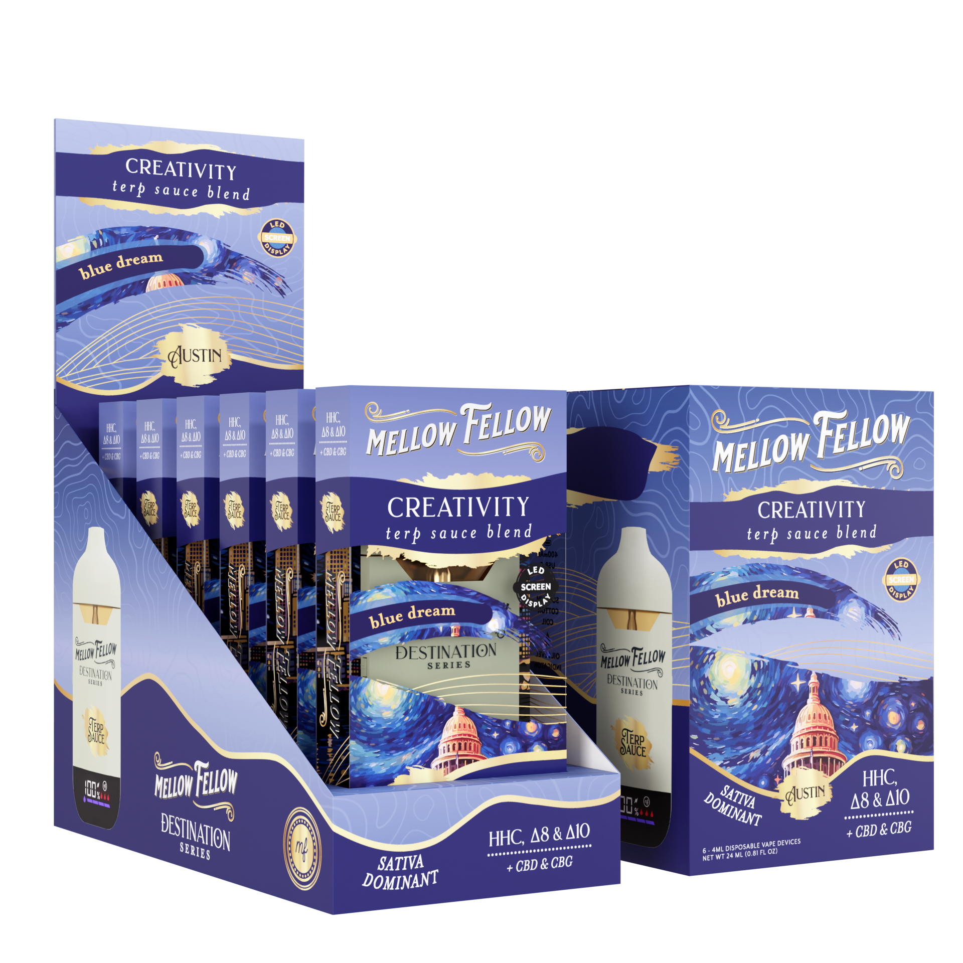 Mellow Fellow Disposable Vape 5ml Creativity Blend Austin Blue Dream (Sativa)