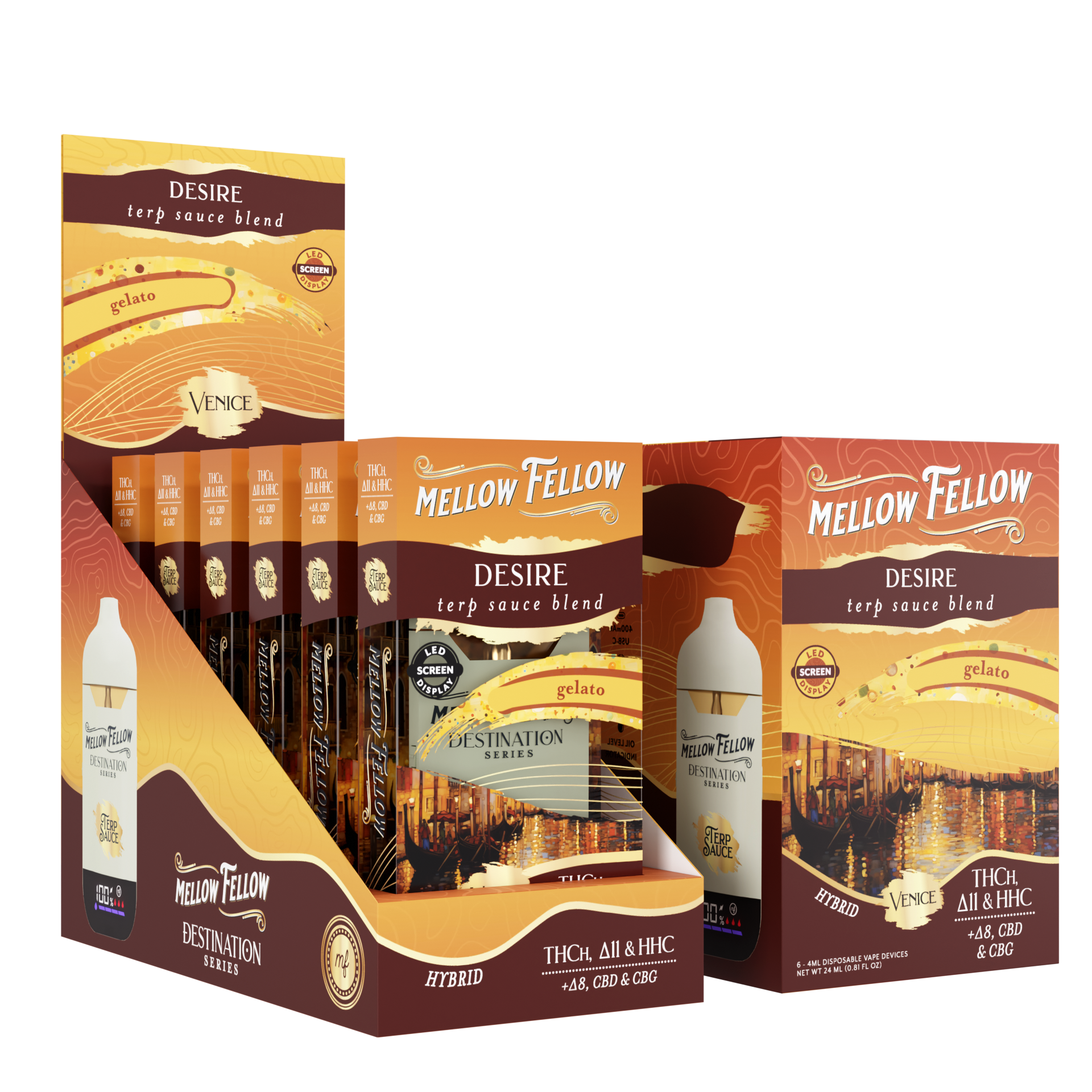 Mellow Fellow Disposable Vape 5ml Desire Blend Venice Gelato (Hybrid)