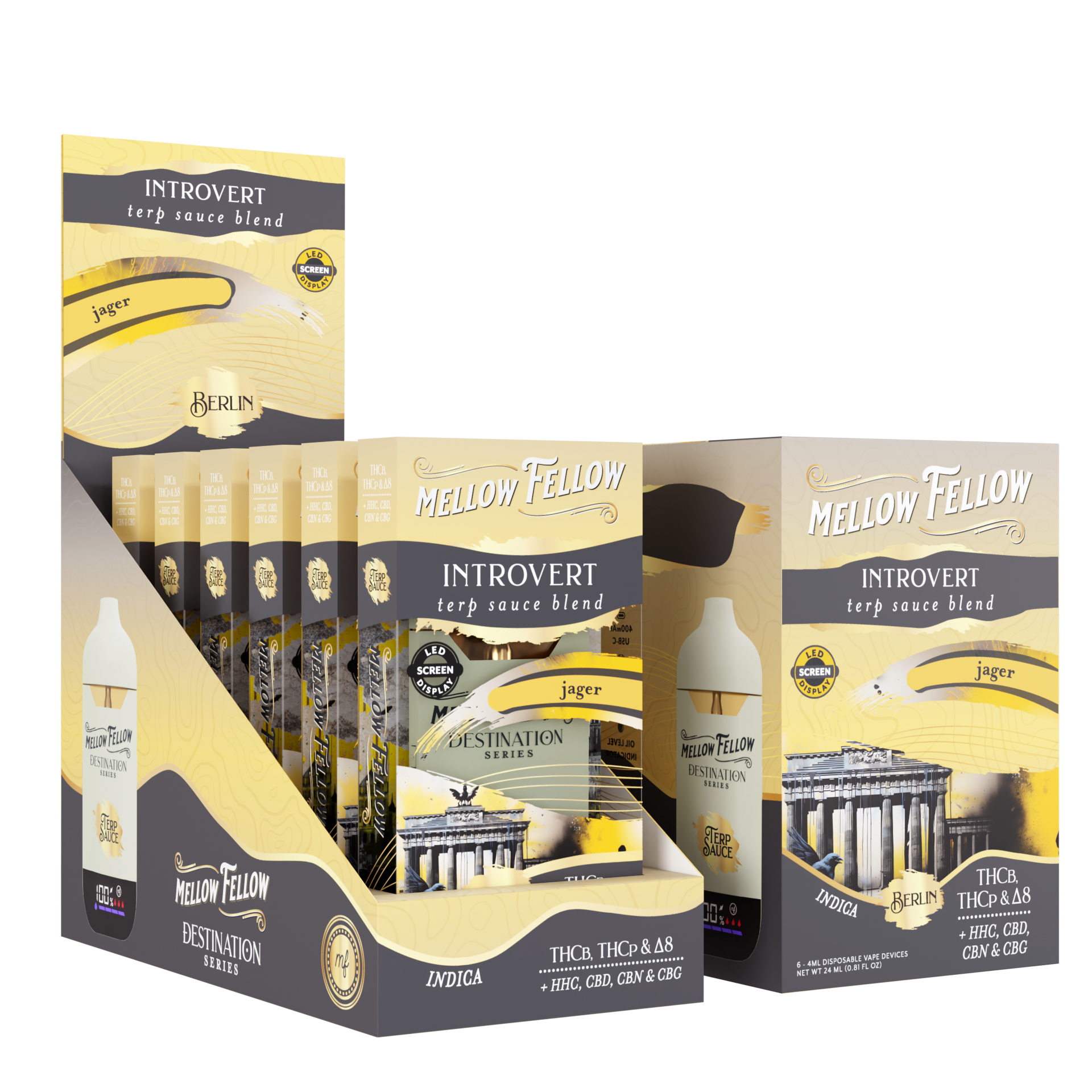 Mellow Fellow Disposable Vape 5ml Introvert Blend Berlin Jager (Indica)