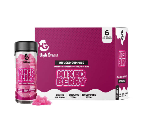 High Grams Edibles 5000mg D8 + D9 + THCp + HHC Mixed Berry 6ct