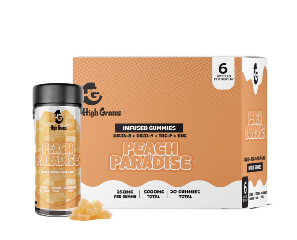 High Grams Edibles 5000mg D8 + D9 + THCp + HHC Peach Paradise 6ct
