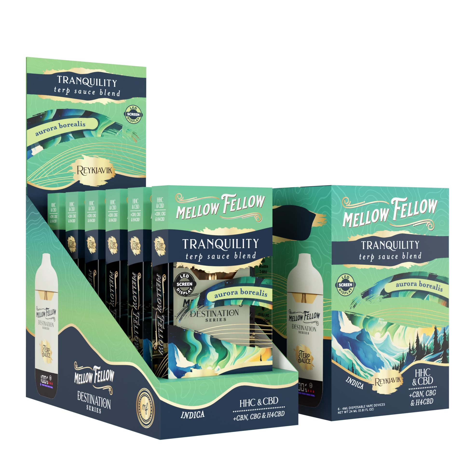 Mellow Fellow Disposable Vape 5ml Tranquility Blend Reykjavik Aurora Borealis (Indica)