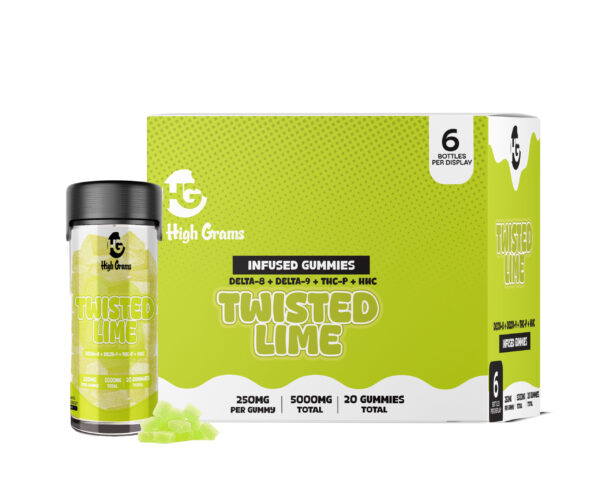 High Grams Edibles 5000mg D8 + D9 + THCp + HHC Twisted Lime 6ct