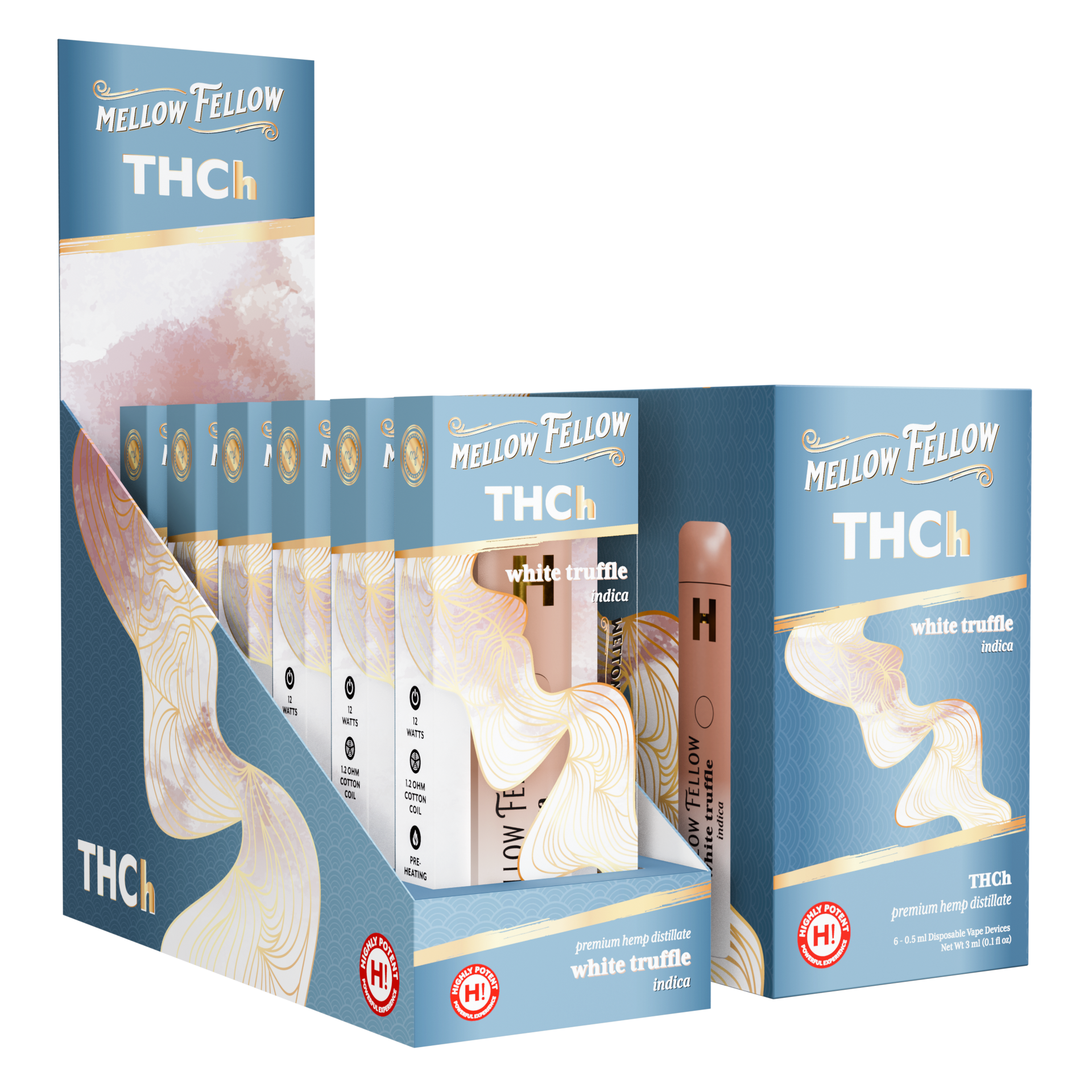 Mellow Fellow Disposable Vape 0.5ml THCh White Truffles (Indica)