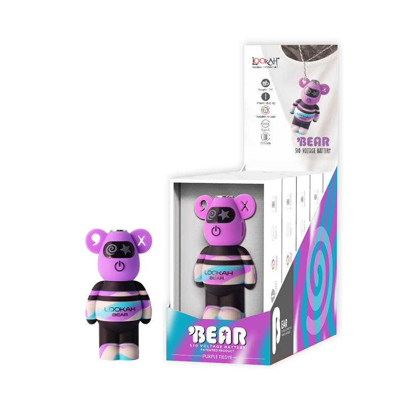 Lookah Accessories 510 Battery Bear Purple Tie Dye  5ct