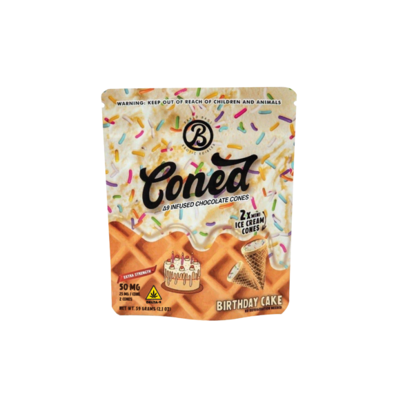 Baked Bags – Coned Edibles – 50mg – Delta 9 – Birthday Cake – POP