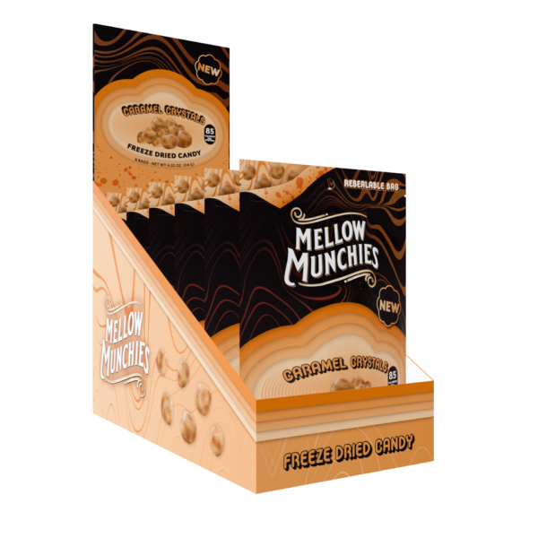 Mellow Munchies Snacks Freeze Dried Candy Single Serve Bags Caramel Crystals