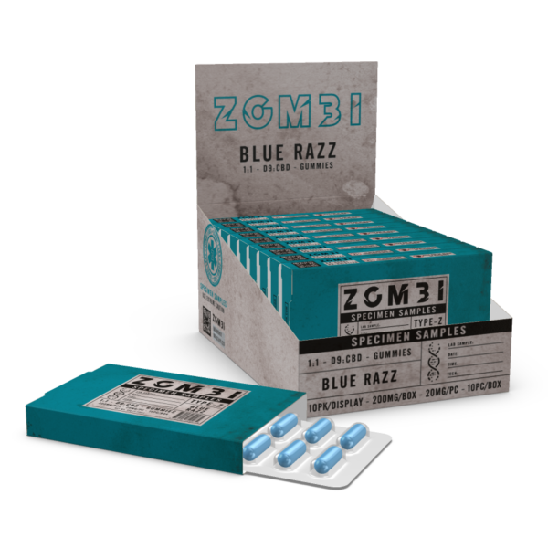 Zombi Edibles 200mg D9 Blue Razz 10ct