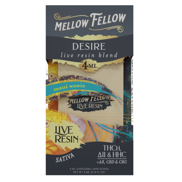 Mellow Fellow Live Resin Vape Disposable 4ml Desire Blend Maui Wowie (sativa)