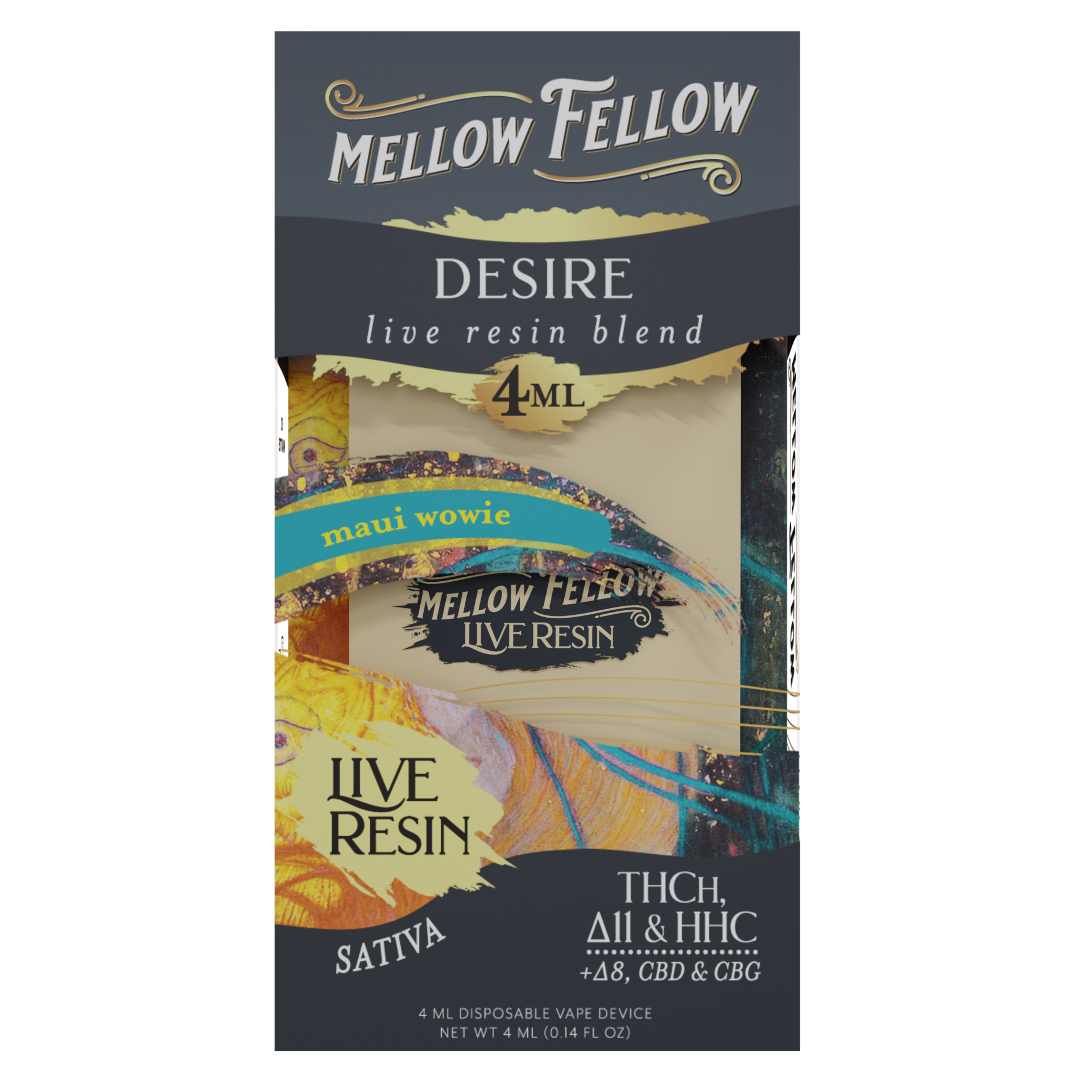 Mellow Fellow Live Resin Disposable Vape 4ml Desire Blend Maui Wowie (sativa)