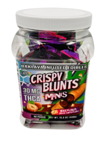 Crispy Blunts Mini 1pc Edibles 30mg THCA Hazelnut Chocolate 40ct