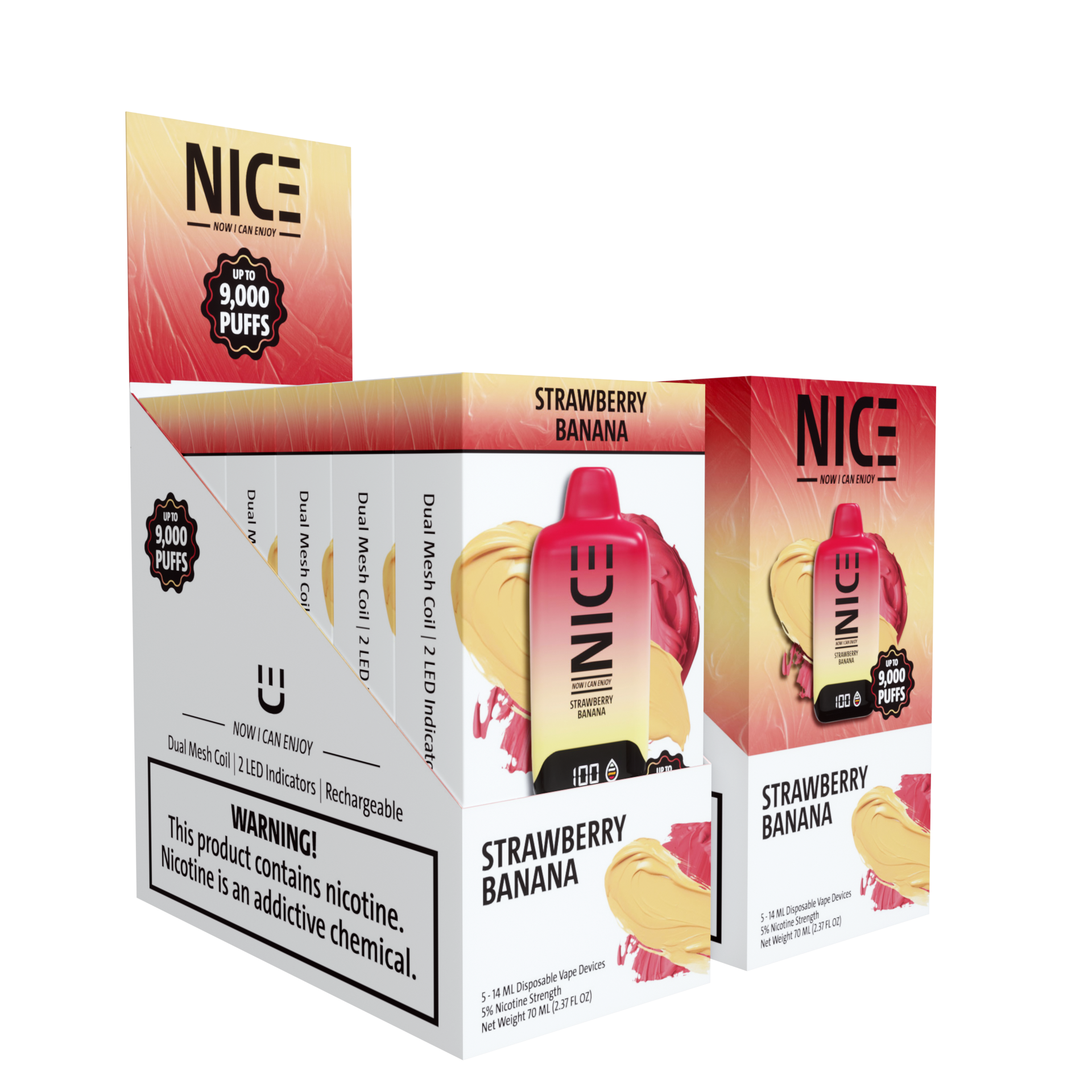 NICE Nicotine Disposable Vape 9000p Strawberry Banana 5ct