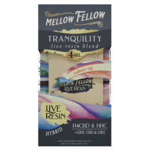 Mellow Fellow Live Resin Vape Disposable 4ml Tranquility Blend Tahoe OG (hybrid)