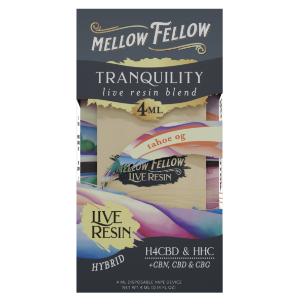 Mellow Fellow Live Resin Vape Disposable 4ml Tranquility Blend Tahoe OG (hybrid)
