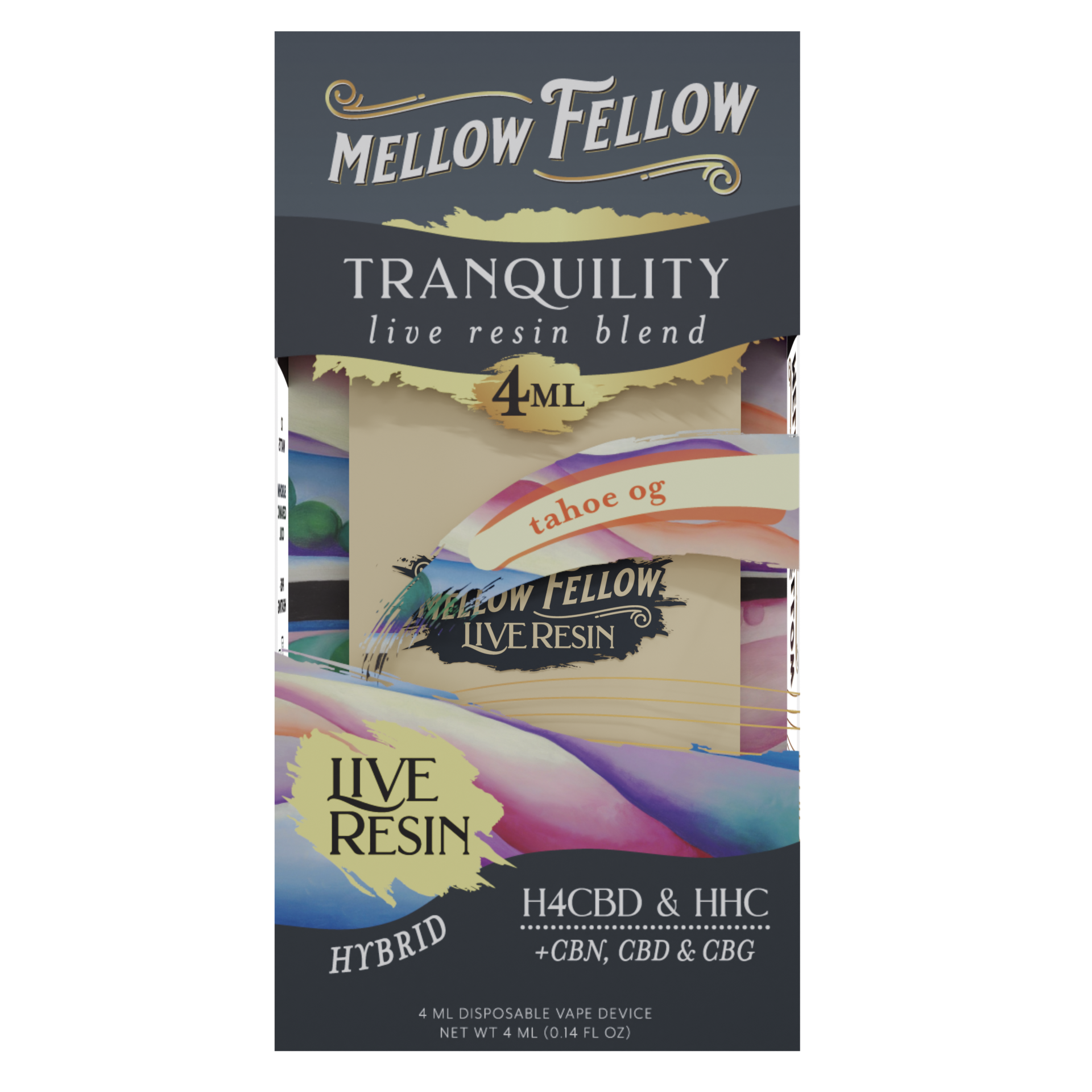 Mellow Fellow Live Resin Disposable Vape 4ml Tranquility Blend Tahoe OG (hybrid)