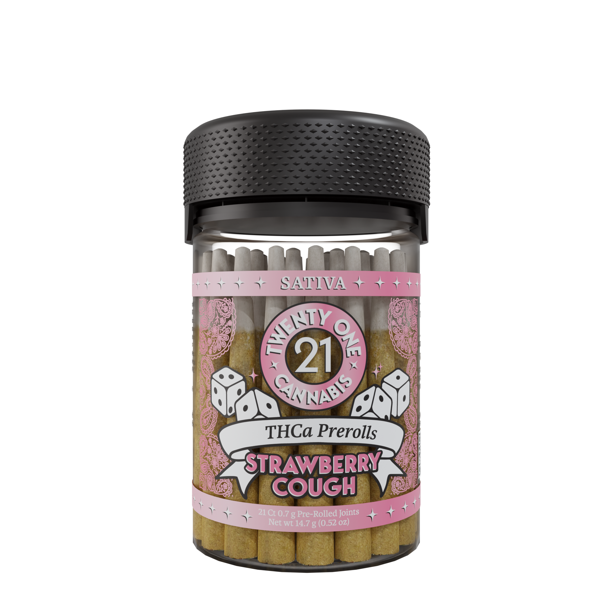 Twenty One Cannabis 21ct Jar Prerolls .7g THCA Strawberry Cough