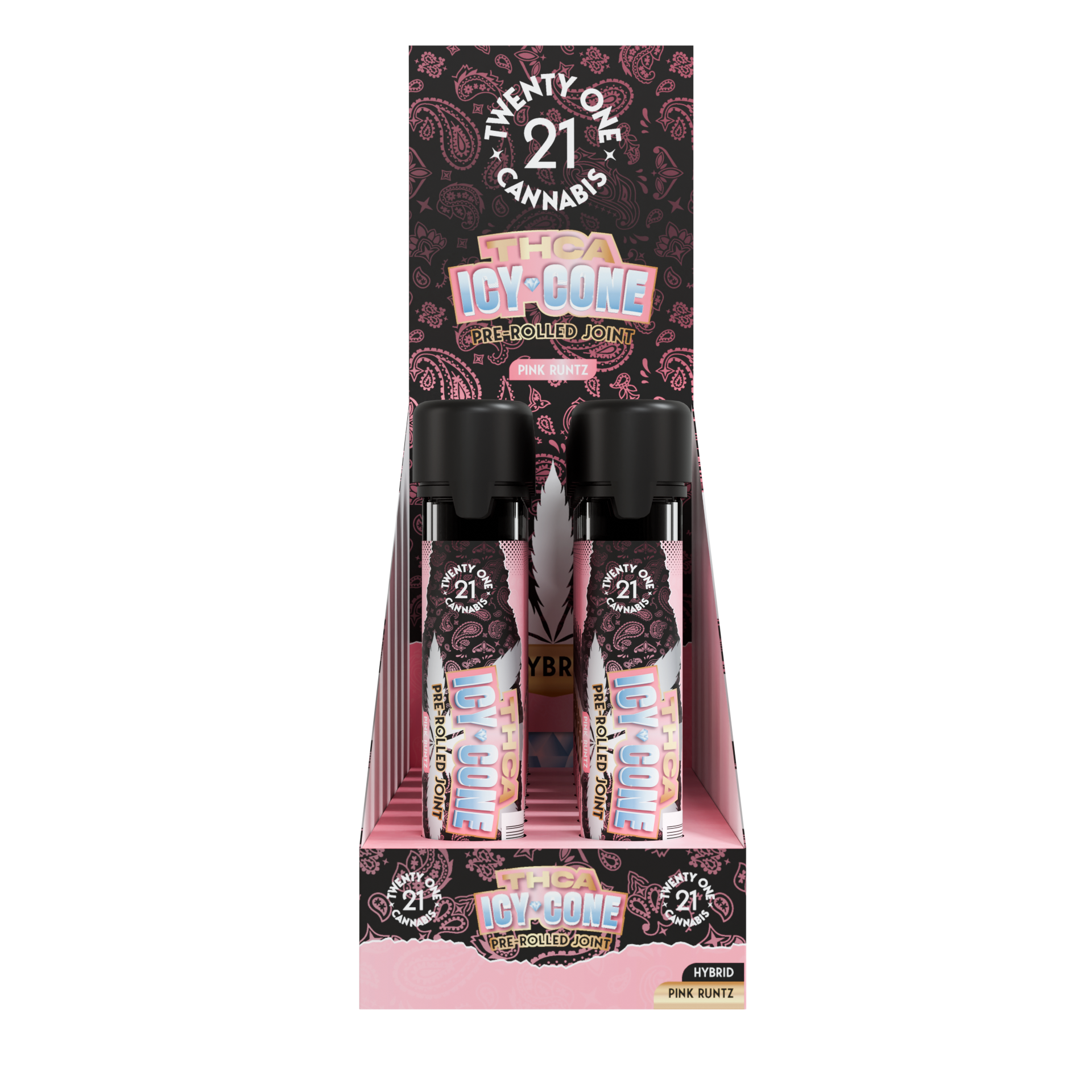 Twenty One Cannabis Icy Cone Prerolls 2g THCA Pink Runtz (hybrid)