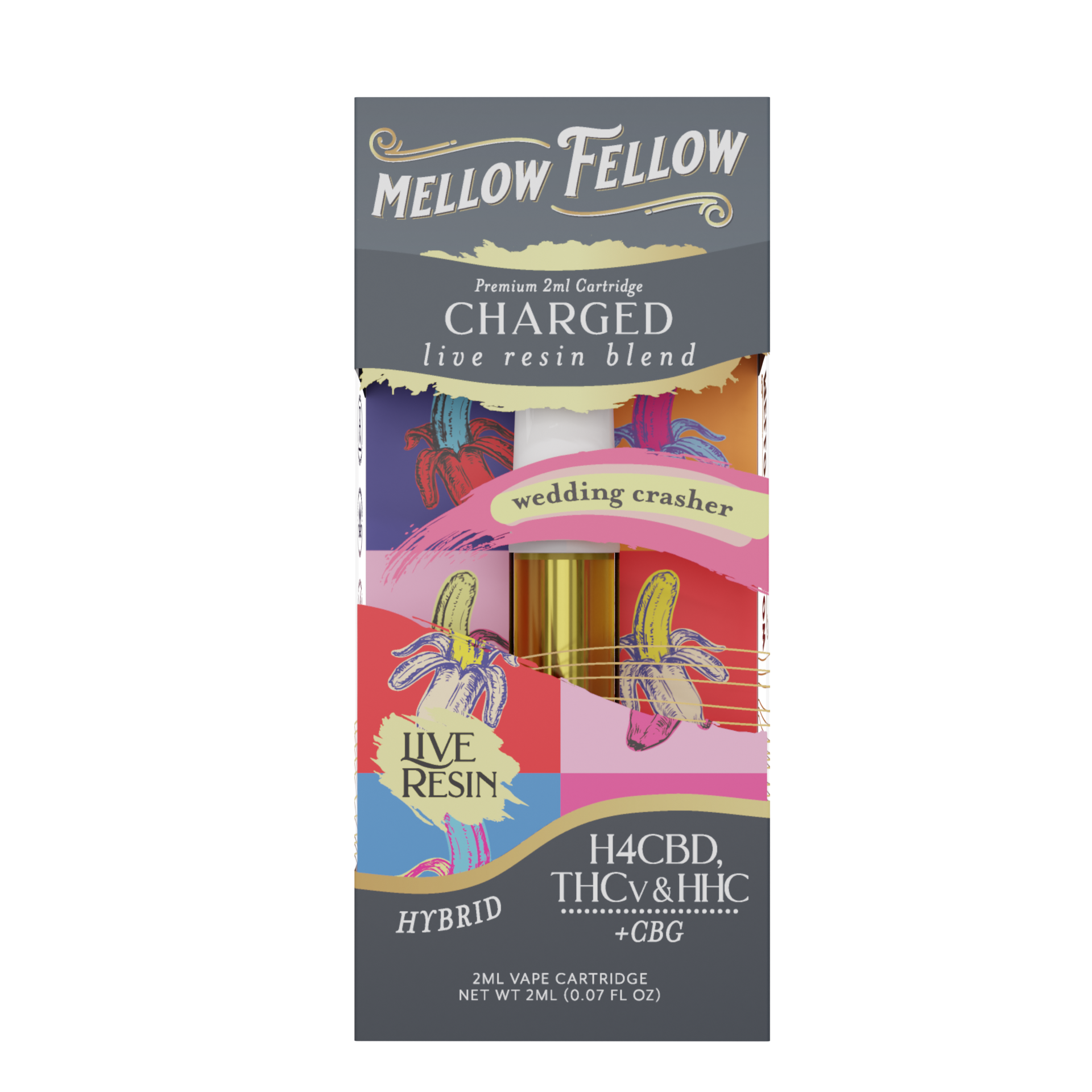 Mellow Fellow Live Resin Vape Cartridge 2ml Charged Blend Wedding Crasher (hybrid)