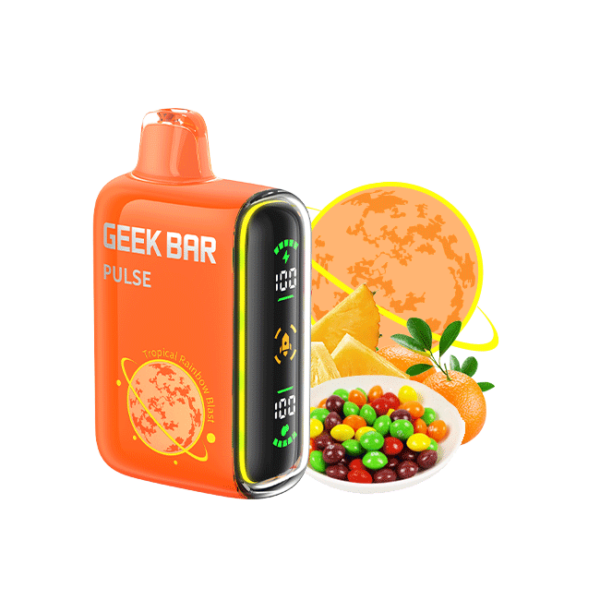Geek Bar Nicotine Disposable Vape 15000p Tropical Rainbow Blast 5ct