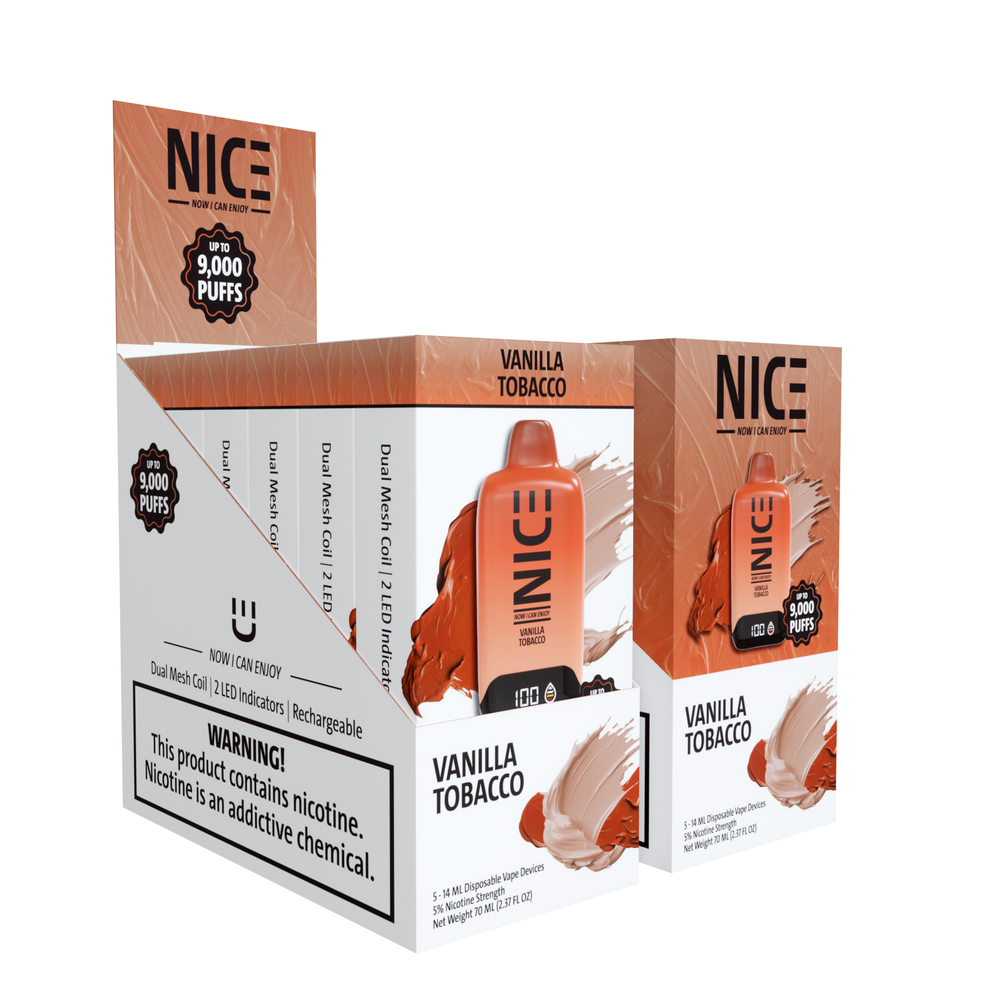 NICE Nicotine Disposable Vape 9000p Vanilla Tobacco 5ct