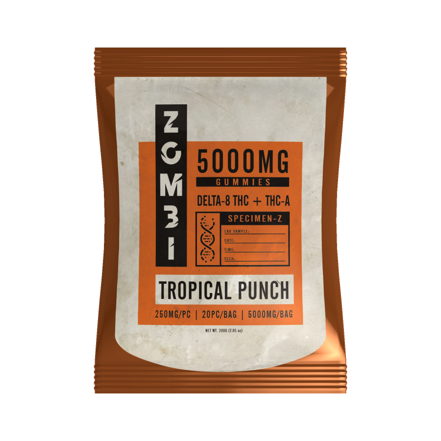 Zombi Edibles 5000mg D8/THCA Tropical Punch 6ct