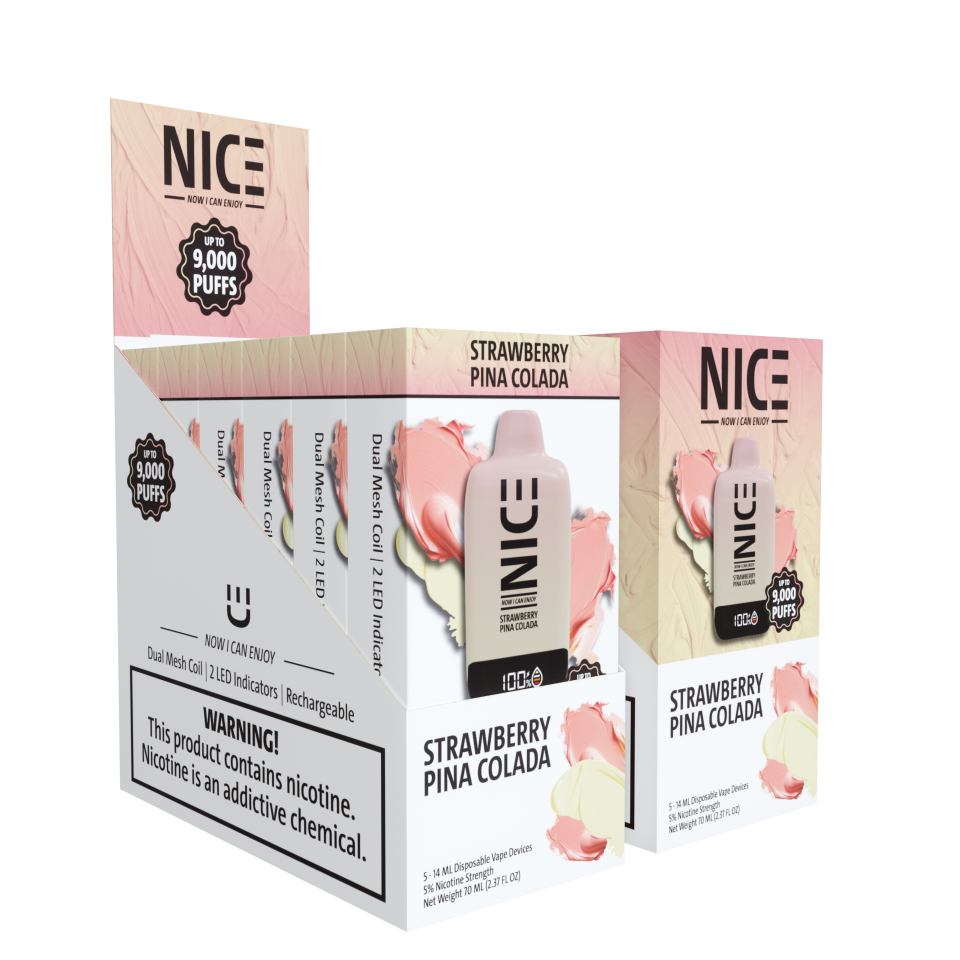 NICE Nicotine Disposable Vape 9000p Strawberry Pina Colada 5ct
