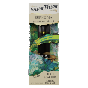 Mellow Fellow Premium Vape Disposable 2ml Euphoria Blend Green Crack (sativa)