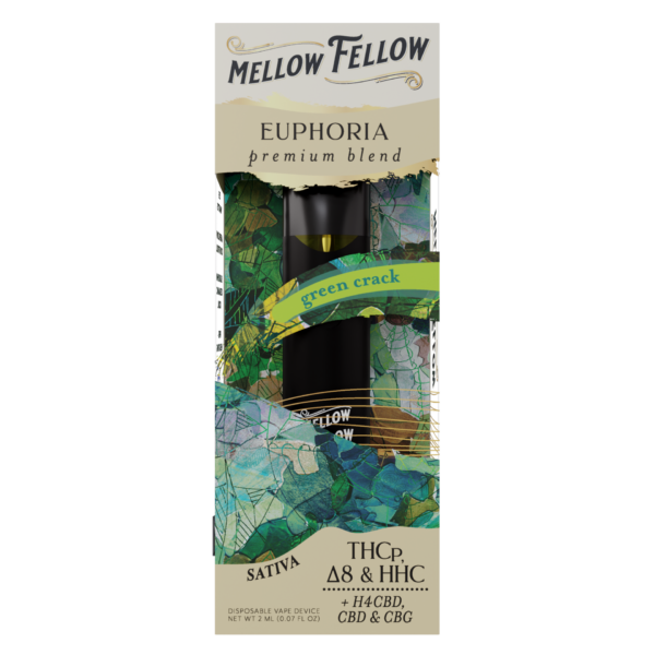 Mellow Fellow Premium Vape Disposable 2ml Euphoria Blend Green Crack (sativa)
