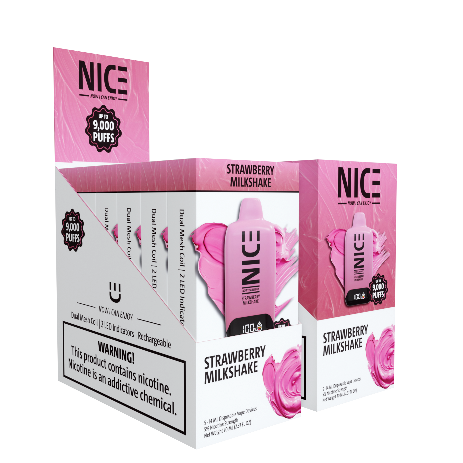 NICE Nicotine Disposable Vape 9000p Strawberry Milkshake 5ct