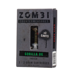 Zombi 3ct Vape Cartridge 2ml H4CBD/THC-C/HHC Gorilla OG – Raspberry Kush – Dark Star (Indica) 6ct
