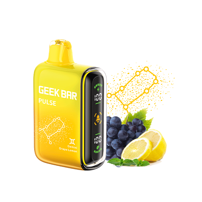 Geek Bar Nicotine Disposable Vape 15000p Grape Lemon 5ct