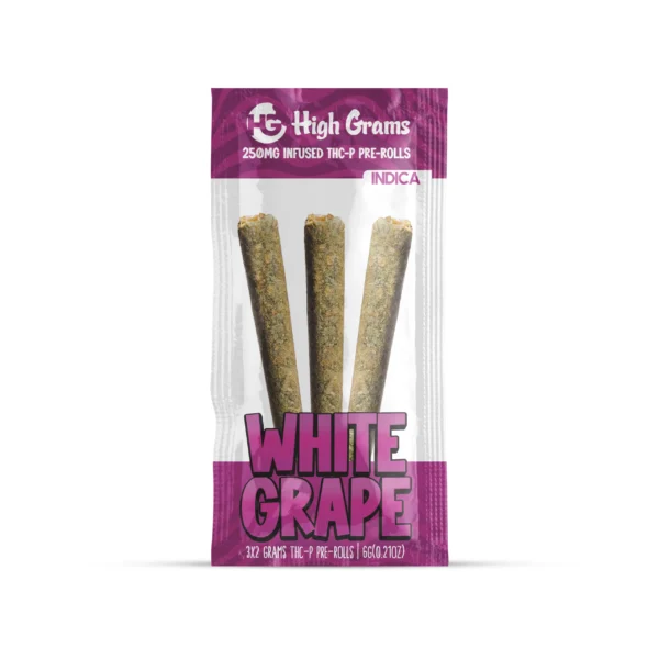 High Grams 3pc Infused Prerolls 6G THCp Blend White Grape (indica)