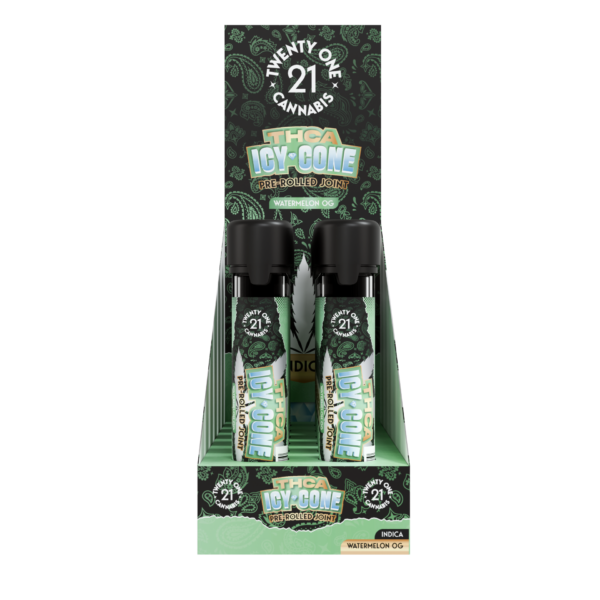 Twenty One Cannabis Icy Cone Prerolls 2g THCA Watermelon OG (Indica)