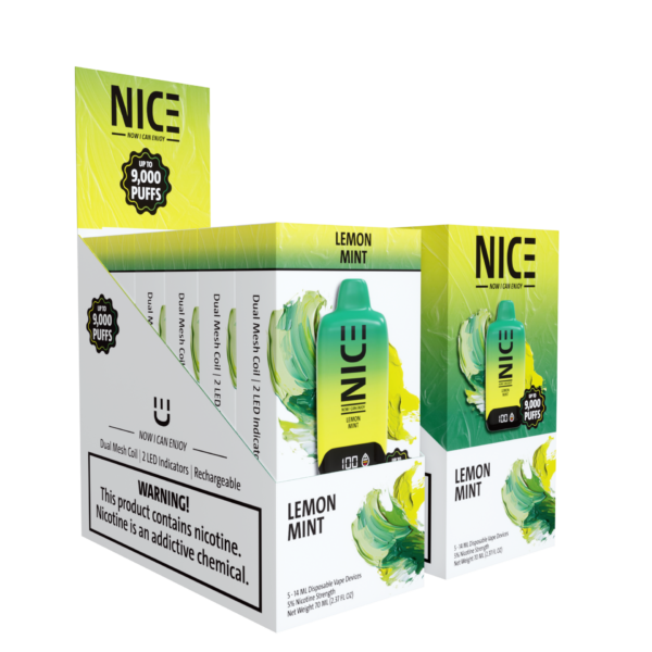 NICE Nicotine Vape Disposable 9000p Lemon Mint 5ct